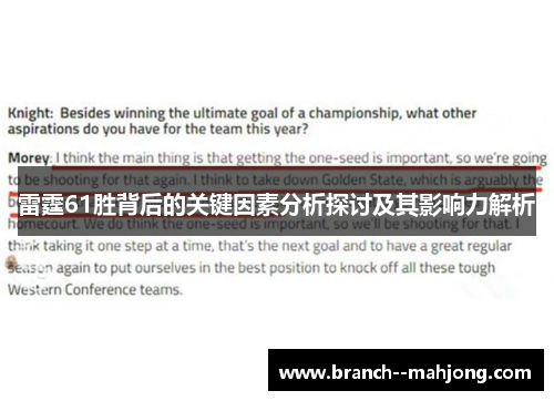 雷霆61胜背后的关键因素分析探讨及其影响力解析